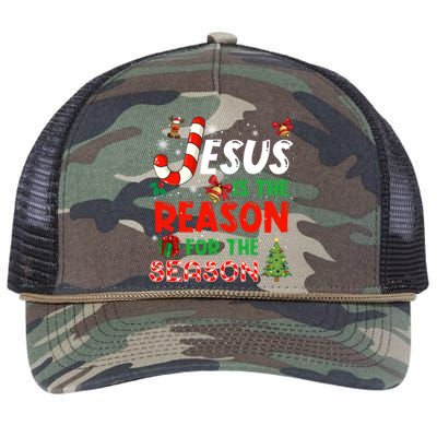 Jesus Is The Reason For The Season Faith Christmas Pajamas Retro Rope Trucker Hat Cap