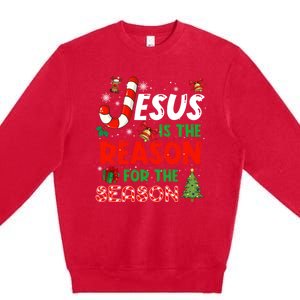 Jesus Is The Reason For The Season Faith Christmas Pajamas Premium Crewneck Sweatshirt