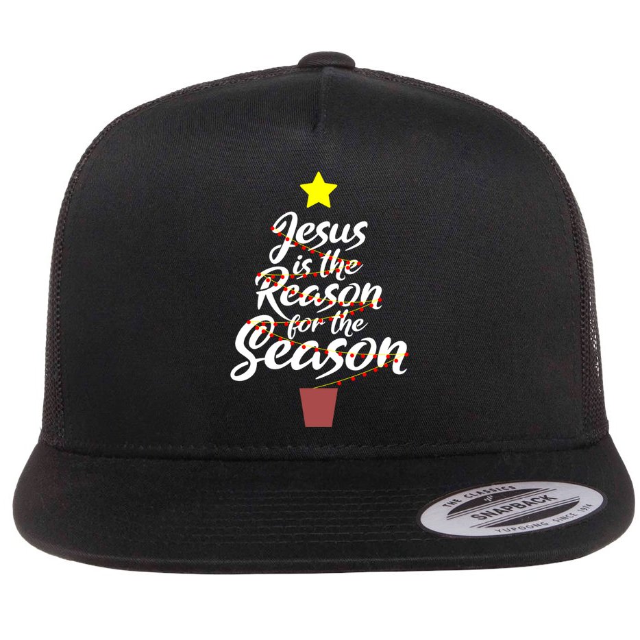 Jesus Is The Reason For The Season Faith Christmas Pajamas Flat Bill Trucker Hat