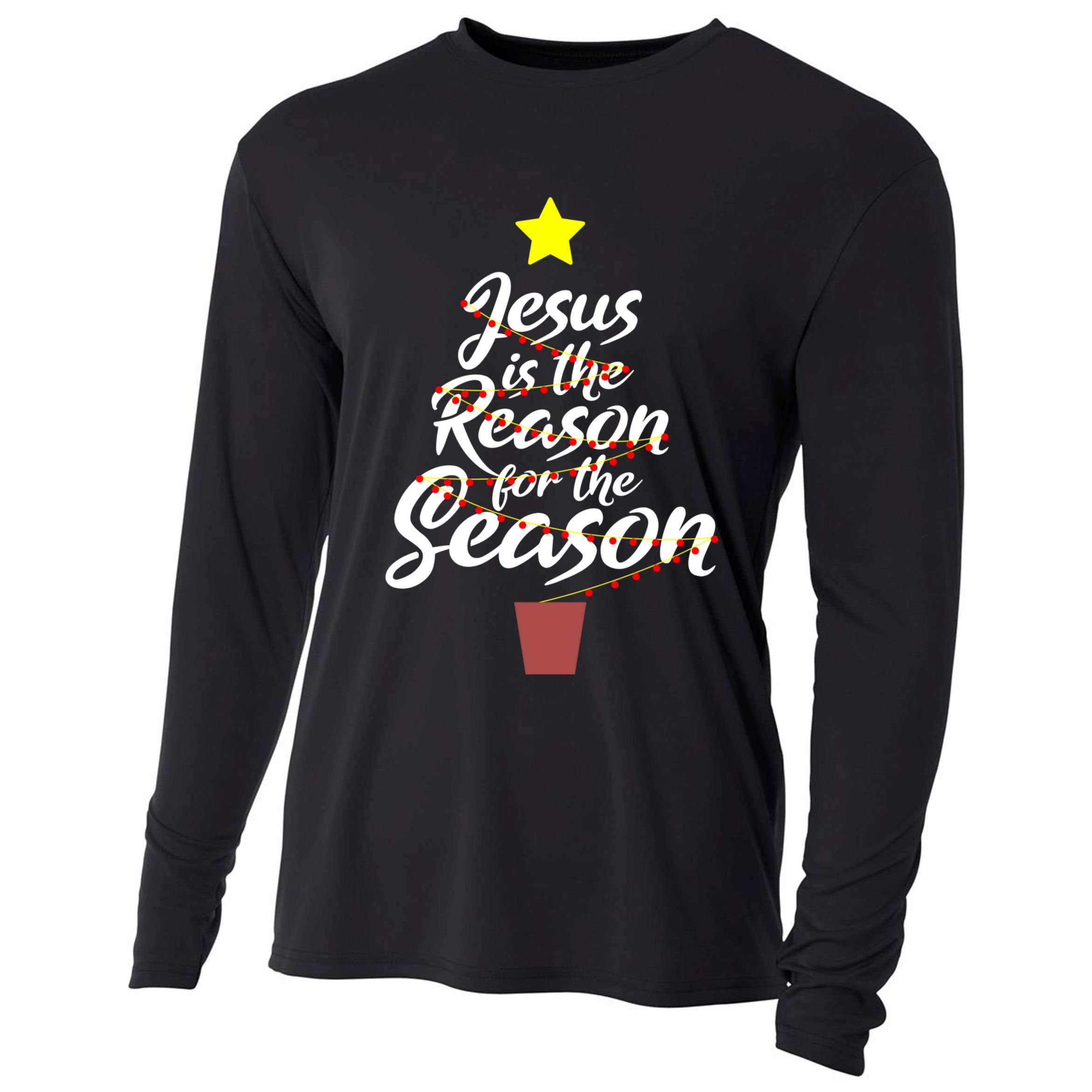 Jesus Is The Reason For The Season Faith Christmas Pajamas Cooling Performance Long Sleeve Crew