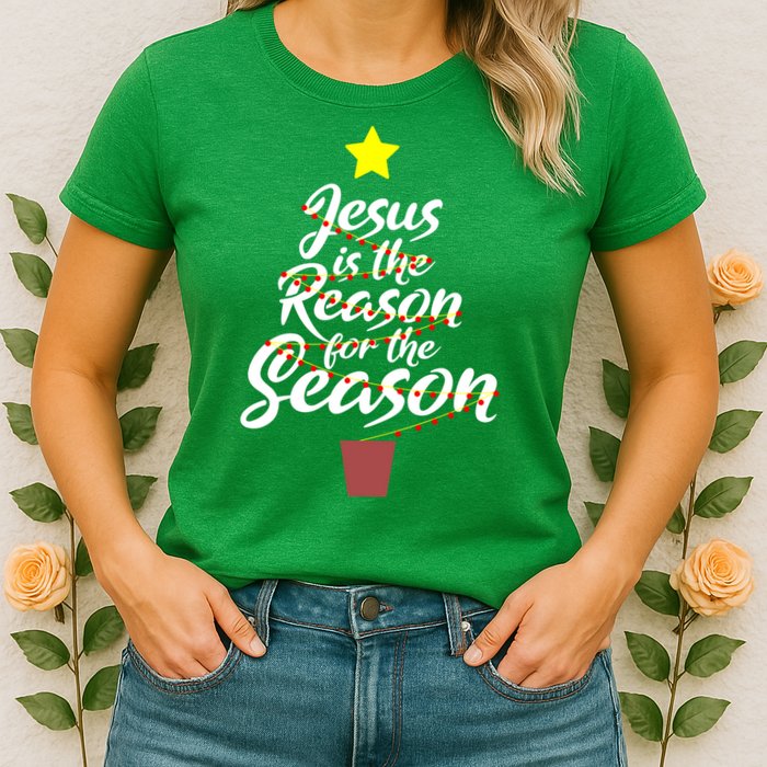 Jesus Is The Reason For The Season Faith Christmas Pajamas Womens T-Shirt