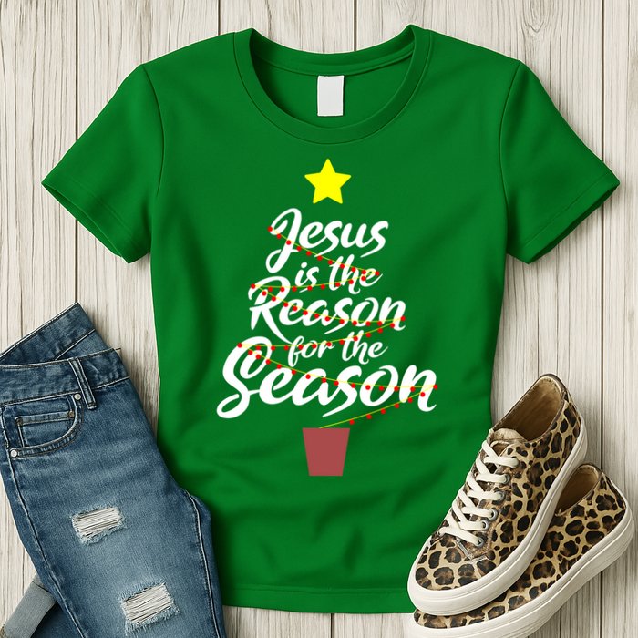 Jesus Is The Reason For The Season Faith Christmas Pajamas Womens T-Shirt