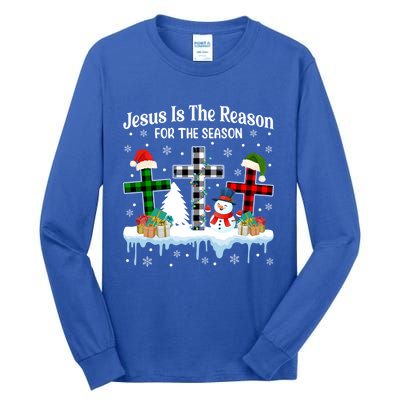 Jesus Is The Reason For The Season Christian Christmas Plaid Gift Tall Long Sleeve T-Shirt