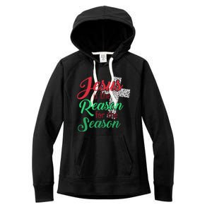 Jesus Is The Reason For The Season Christian Christmas Quote Gift Women's Fleece Hoodie