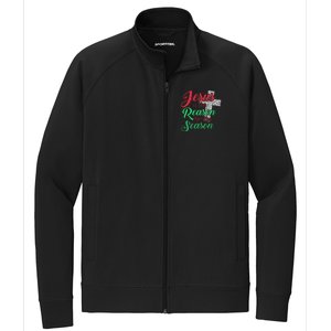 Jesus Is The Reason For The Season Christian Christmas Quote Gift Stretch Full-Zip Cadet Jacket