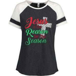 Jesus Is The Reason For The Season Christian Christmas Quote Gift Enza Ladies Jersey Colorblock Tee