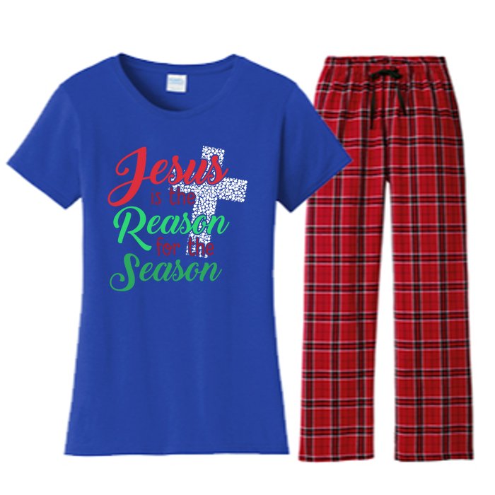 Jesus Is The Reason For The Season Christian Christmas Quote Gift Women's Flannel Pajama Set