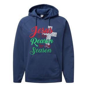 Jesus Is The Reason For The Season Christian Christmas Quote Gift Performance Fleece Hoodie