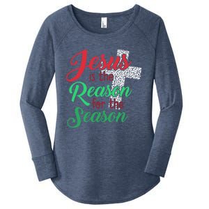 Jesus Is The Reason For The Season Christian Christmas Quote Gift Women's Perfect Tri Tunic Long Sleeve Shirt