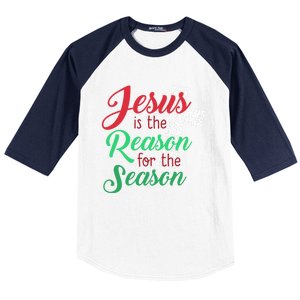 Jesus Is The Reason For The Season Christian Christmas Quote Gift Baseball Sleeve Shirt