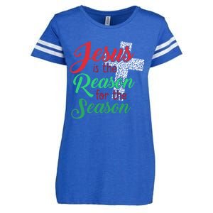 Jesus Is The Reason For The Season Christian Christmas Quote Gift Enza Ladies Jersey Football T-Shirt