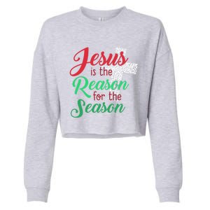 Jesus Is The Reason For The Season Christian Christmas Quote Gift Cropped Pullover Crew