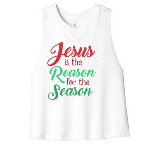 Jesus Is The Reason For The Season Christian Christmas Quote Gift Women's Racerback Cropped Tank