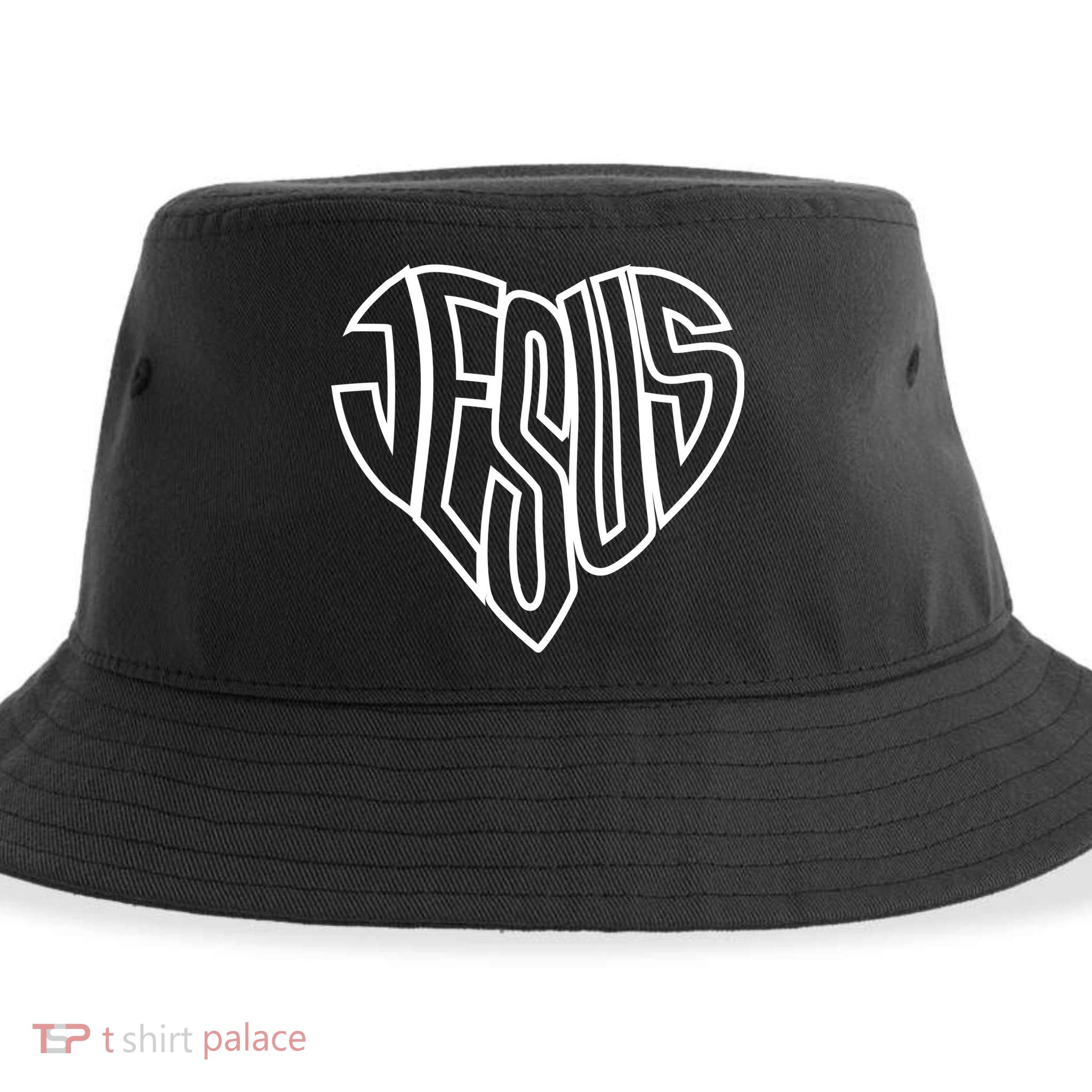 JESUS In The Shape Of A Heart Sustainable Bucket Hat