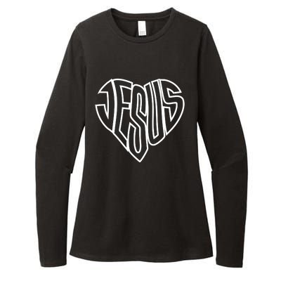 JESUS In The Shape Of A Heart Womens CVC Long Sleeve Shirt