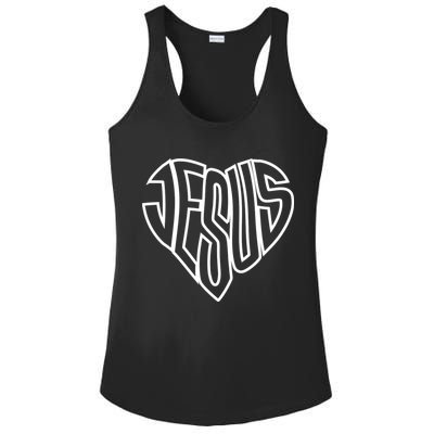 JESUS In The Shape Of A Heart Ladies PosiCharge Competitor Racerback Tank