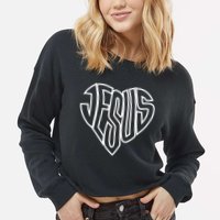 JESUS In The Shape Of A Heart Cropped Pullover Crew