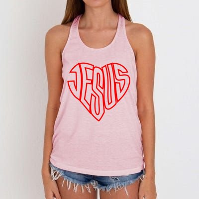 JESUS In The Shape Of A Heart Women's Knotted Racerback Tank