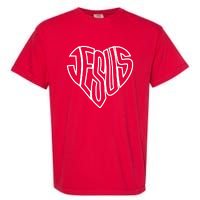 JESUS In The Shape Of A Heart Garment-Dyed Heavyweight T-Shirt