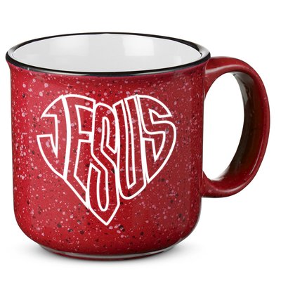JESUS In The Shape Of A Heart 15oz Campfire Ceramic Mug