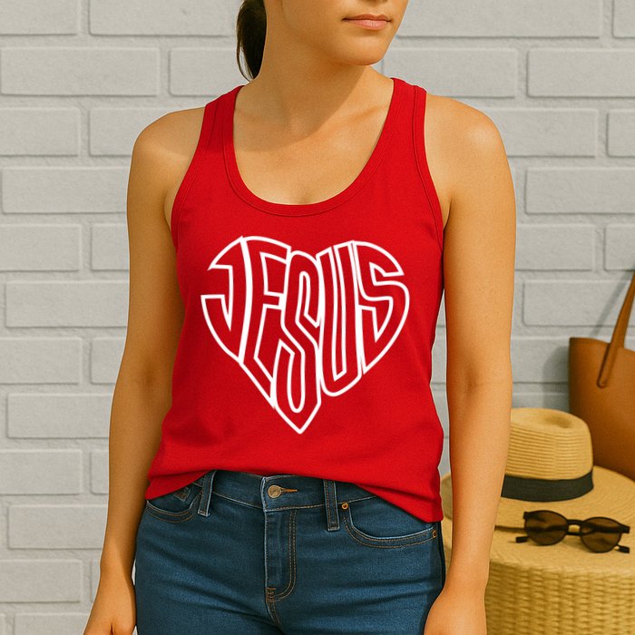 JESUS In The Shape Of A Heart Womens Tank Top