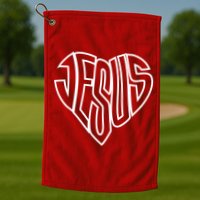 JESUS In The Shape Of A Heart Golf Towel