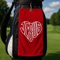 JESUS In The Shape Of A Heart Golf Towel