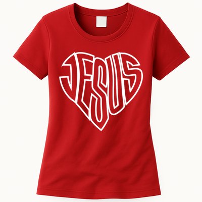 JESUS In The Shape Of A Heart Womens T-Shirt