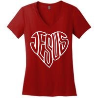 JESUS In The Shape Of A Heart Women's V-Neck T-Shirt