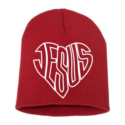 JESUS In The Shape Of A Heart Short Acrylic Beanie