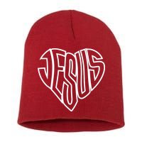 JESUS In The Shape Of A Heart Short Acrylic Beanie