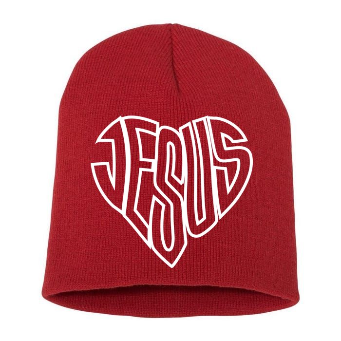 JESUS In The Shape Of A Heart Short Acrylic Beanie