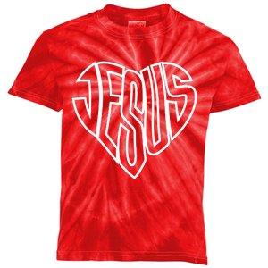 JESUS In The Shape Of A Heart Kids Tie-Dye T-Shirt