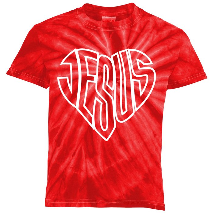 JESUS In The Shape Of A Heart Kids Tie-Dye T-Shirt