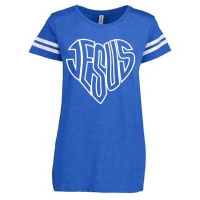 JESUS In The Shape Of A Heart Enza Ladies Jersey Football T-Shirt