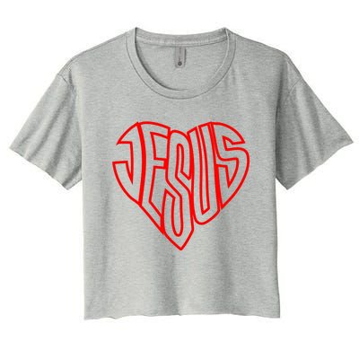 JESUS In The Shape Of A Heart Women's Crop Top Tee