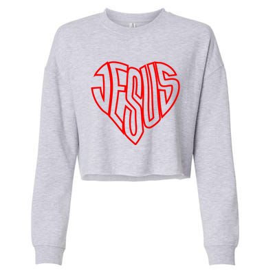 JESUS In The Shape Of A Heart Cropped Pullover Crew