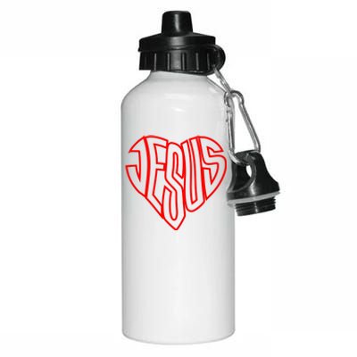 JESUS In The Shape Of A Heart Aluminum Water Bottle 