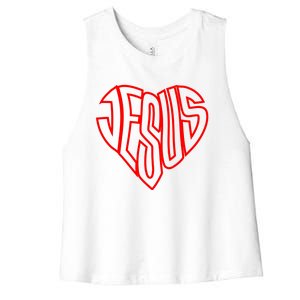 JESUS In The Shape Of A Heart Women's Racerback Cropped Tank