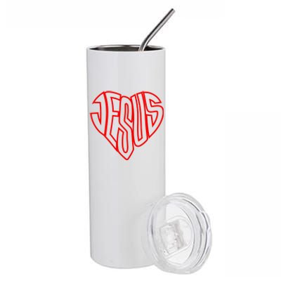 JESUS In The Shape Of A Heart Stainless Steel Tumbler