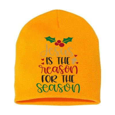 Jesus Is The Reason For The Season Christmas Short Acrylic Beanie