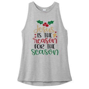 Jesus Is The Reason For The Season Christmas Ladies PosiCharge Tri-Blend Wicking Tank