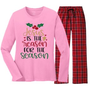 Jesus Is The Reason For The Season Christmas Women's Long Sleeve Flannel Pajama Set 