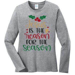 Jesus Is The Reason For The Season Christmas Ladies Long Sleeve Shirt