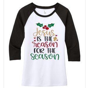 Jesus Is The Reason For The Season Christmas Women's Tri-Blend 3/4-Sleeve Raglan Shirt