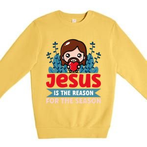 Jesus Is The Reason For The Season Jesus And Christmas Premium Crewneck Sweatshirt