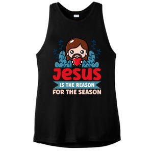 Jesus Is The Reason For The Season Jesus And Christmas Ladies PosiCharge Tri-Blend Wicking Tank