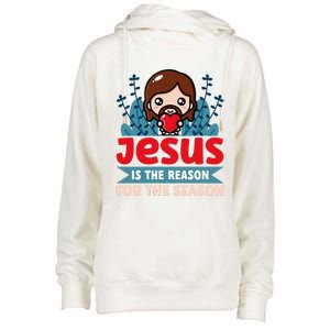 Jesus Is The Reason For The Season Jesus And Christmas Womens Funnel Neck Pullover Hood