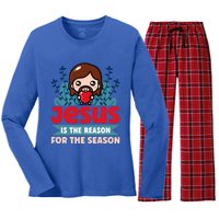 Jesus Is The Reason For The Season Jesus And Christmas Women's Long Sleeve Flannel Pajama Set 