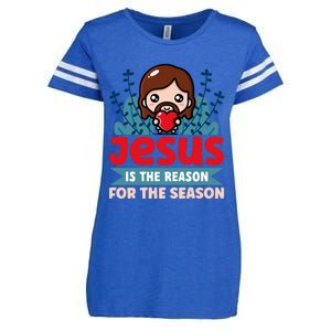 Jesus Is The Reason For The Season Jesus And Christmas Enza Ladies Jersey Football T-Shirt